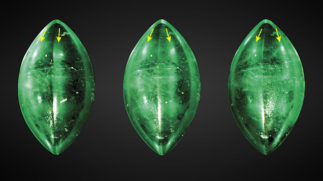 Two chatoyant bands run along the length of the ridgeline.