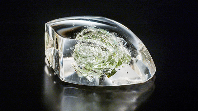 Freeform study block of colorless Nigerian topaz.