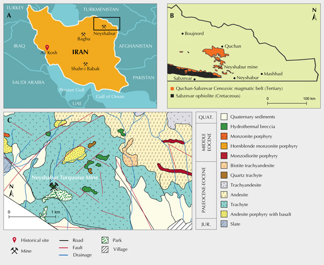 Locations of Iran’s main turquoise mines