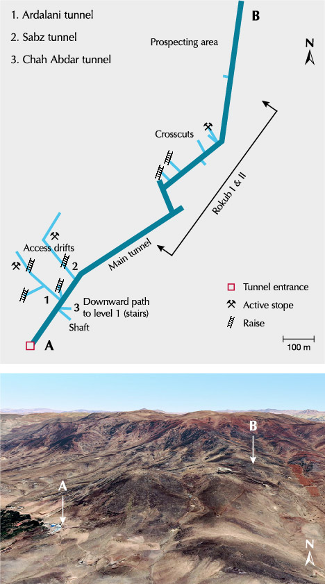 Map of the Main tunnel at Neyshabur