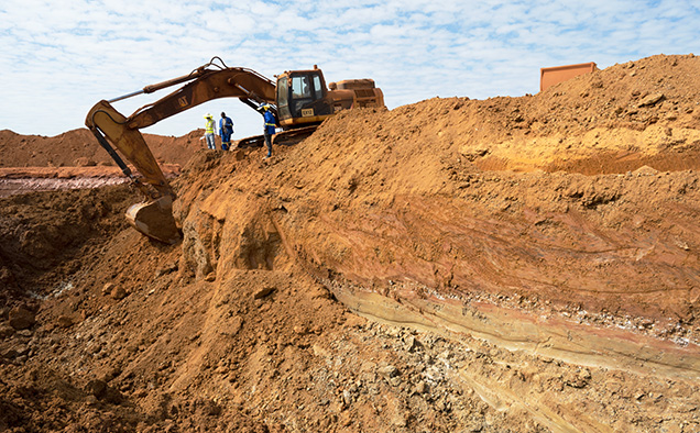 Mining gravels at Mugloto pit 3 in the Montepuez Ruby Mining concession.