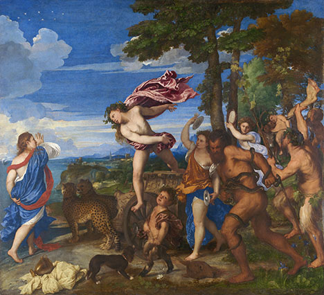 Titian utilized ultramarine, malachite, and azurite in Bacchus and Ariadne.