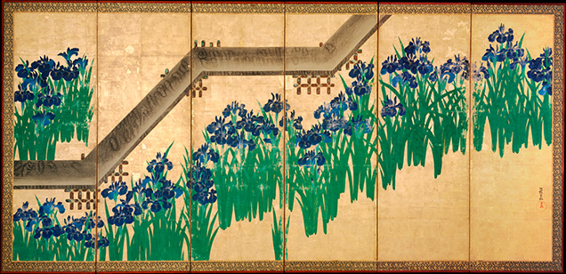 Malachite and azurite were used in this work from the early eighteenth century by Ogata Kōrin.