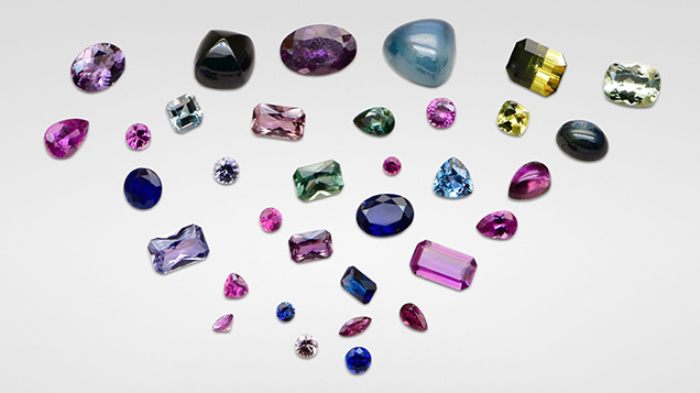 Muling sapphires showcasing the wide range of color and clarity from this deposit.