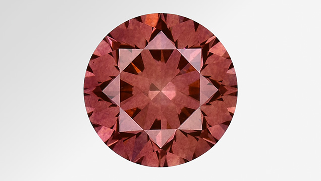 Figure 1. A 1.10 ct Fancy Deep brownish orangy pink diamond. Photo by Towfiq Ahmed.