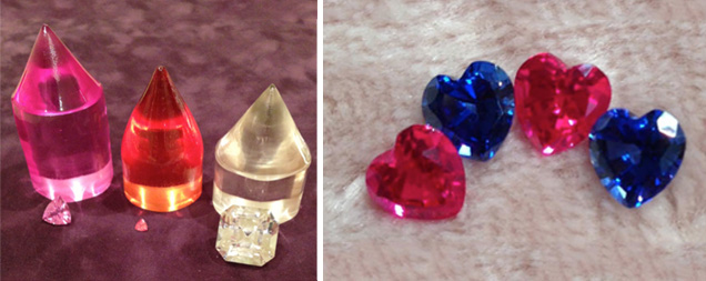 Figure 2. These Czochralski-grown sapphires and rubies were produced by Union Carbide Corporation. Photos by Jennifer Stone-Sundberg. 