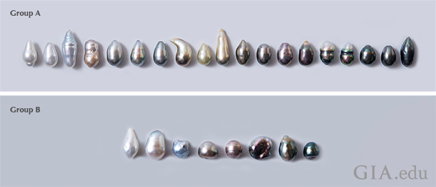 The 27 pearls selected for spectral work