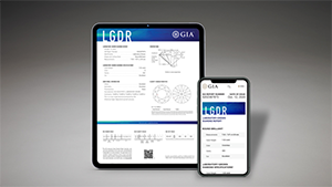 New LGDR by GIA reports with 4Cs color and clarity specifications. Pictured above is a digital GIA Laboratory-Grown Diamond Report. Picture by GIA.