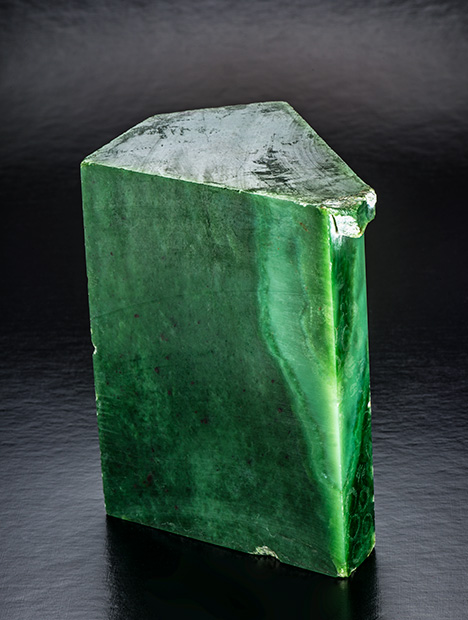 Siberian green nephrite rough with intense color