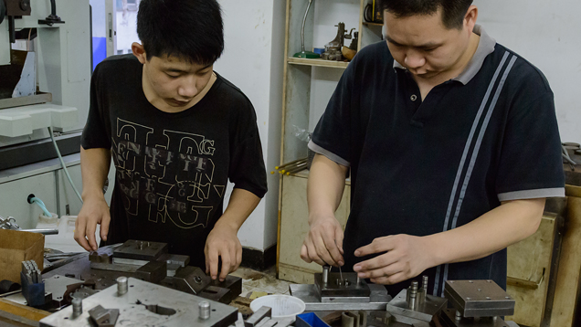 In Shirley’s factory, you can observe every jewelry-making step. The facility includes a die-striking department.