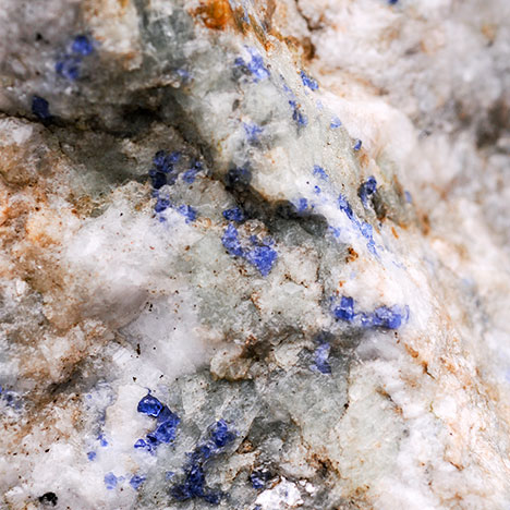 Blue spinel in marble host