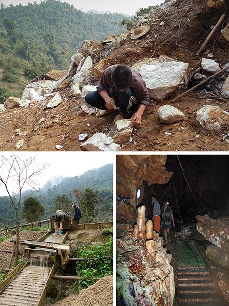 Mining of blue spinel at Luc Yen