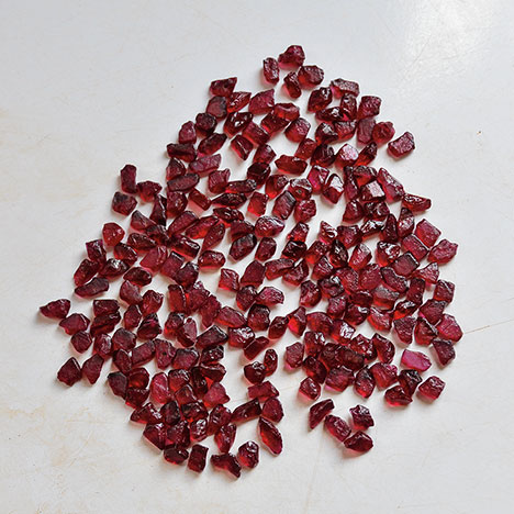 Top-grade ruby rough from Montepuez