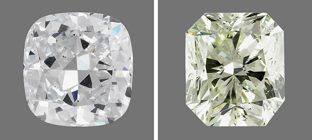 two large synthetic diamonds 