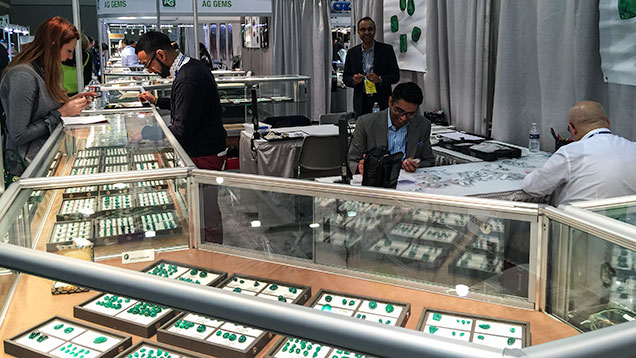 Calibrated emeralds at AGTA 
