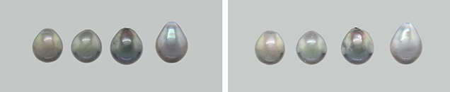 Tahitian pearls before and after bleach treatment