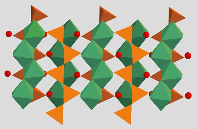 Atomic arrangement of a single-chain pyroxene crystal structure