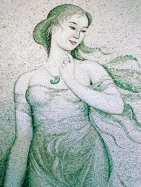 Mosaic painting made with Japanese jadeite