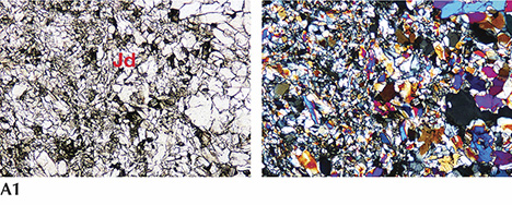 Petrographic microscope images of jadeite from Itoigawa, Japan