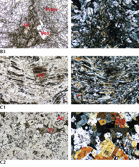 Petrographic microscope images of jadeite from Itoigawa, Japan