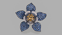 Paula Crevoshay’s “Yogo Columbine” sapphire pendant