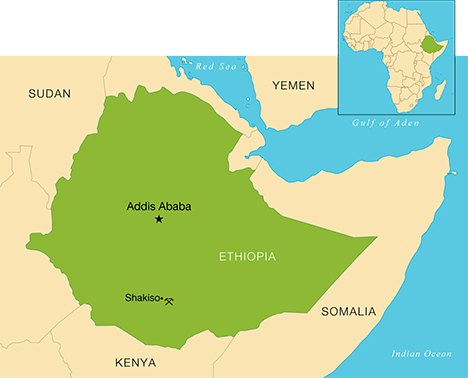 Map of Ethiopian emerald deposit