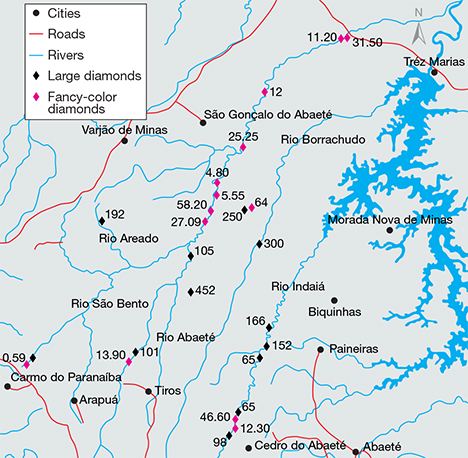 Map of river systems in Minas Gerais, Brazil