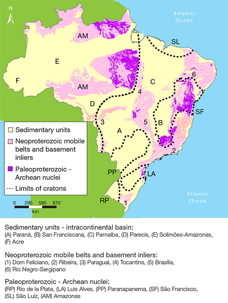 Map of Brazil’s major geological regions