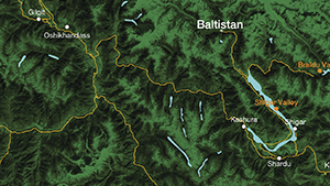 Map of main aquamarine deposits of northern Pakistan.