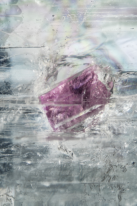 Pink tourmaline inclusion in spodumene.