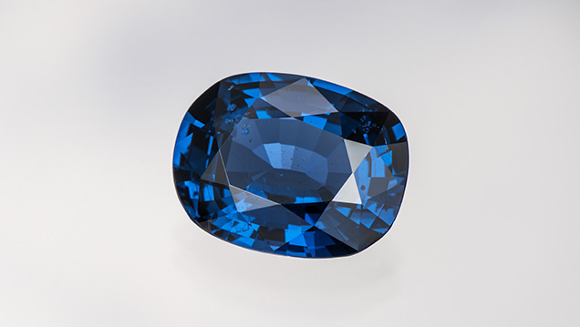 Cushion-cut dark blue unheated cobalt spinel.