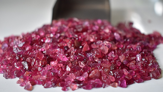 Rough rubies from Fura Gems' claims near Montepuez, Mozambique.