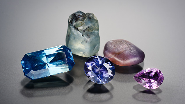 Five unheated Colombian sapphires.