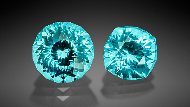 Two cut and polished synthetic sapphires.