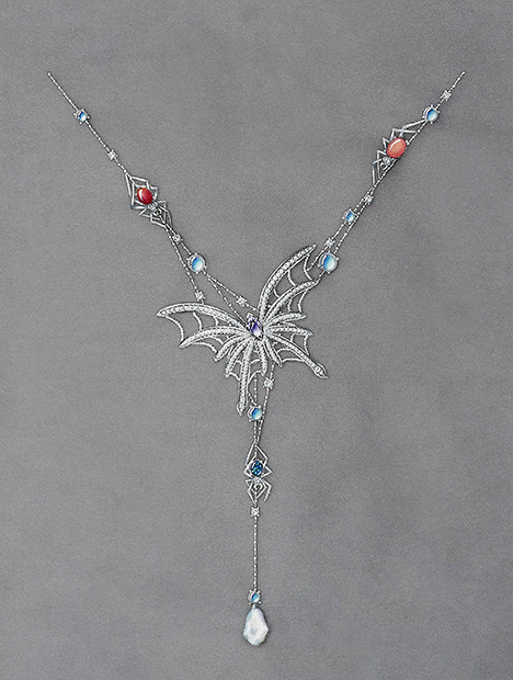 Buccellati award winning butterfly and spider necklace.