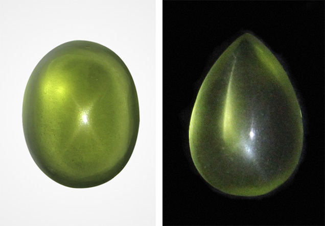 Oval and pear star peridot.