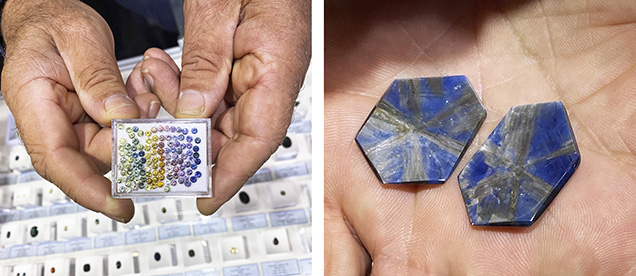 Australian sapphire “fancies” and trapiche-like slices.