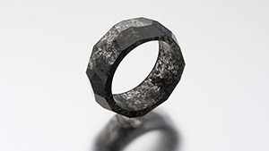Carved Fancy Dark gray diamond ring.