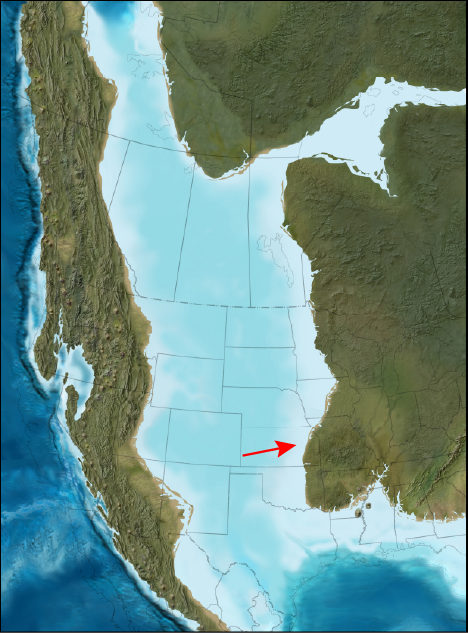 Map of North America during the mid-Cretaceous period.