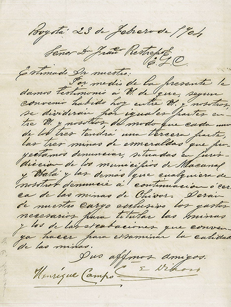 1904 letter to Restrepo
