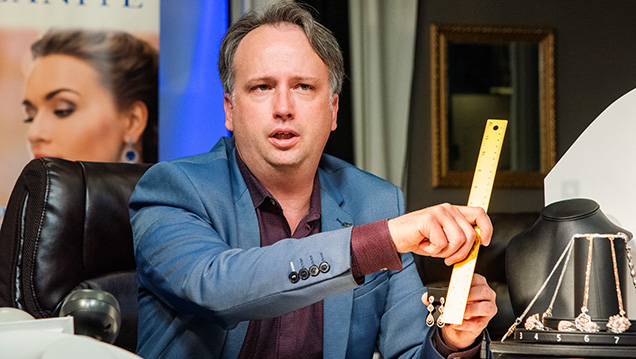 Finished jewelry presented on a live jewelry show.