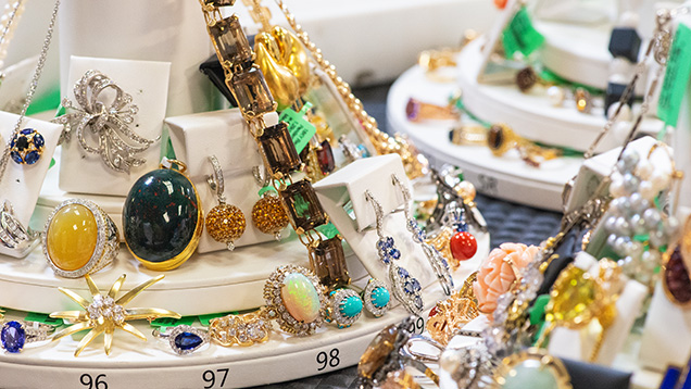 An assortment of finished jewelry carried by GSN.