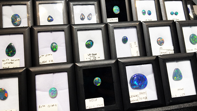 Opals at the Jayson Traurig Bros. booth at the AGTA show.
