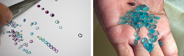 Unheated Paraíba tourmaline melee from the Mulungu mine in Rio Grande do Norte, Brazil. Photos by Kevin Ferreira.