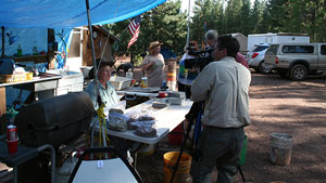 Kevin Schumacher sets up to interview owner John Woodmark at the Ponderosa mine.