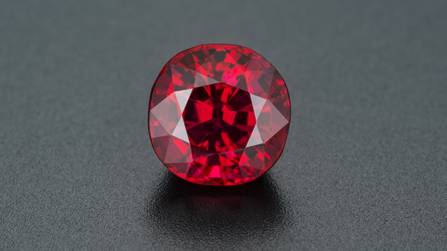 The Crimson Prince ruby shows exceptional color and clarity.