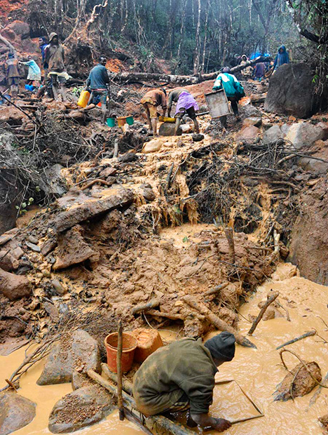 Mining site at Zahamena National Park, Madagascar