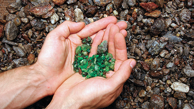 Tanzanian tsavorite retrieved through alluvial mining.