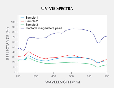 UV-visible reflectance spectra of shell samples.