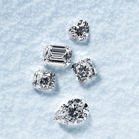 Faceted Diavik diamonds